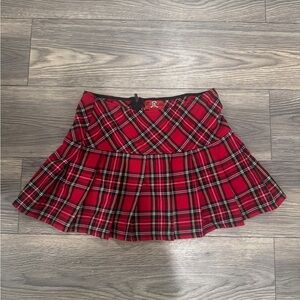 Royal Bones Tartan Red Mini Skirt